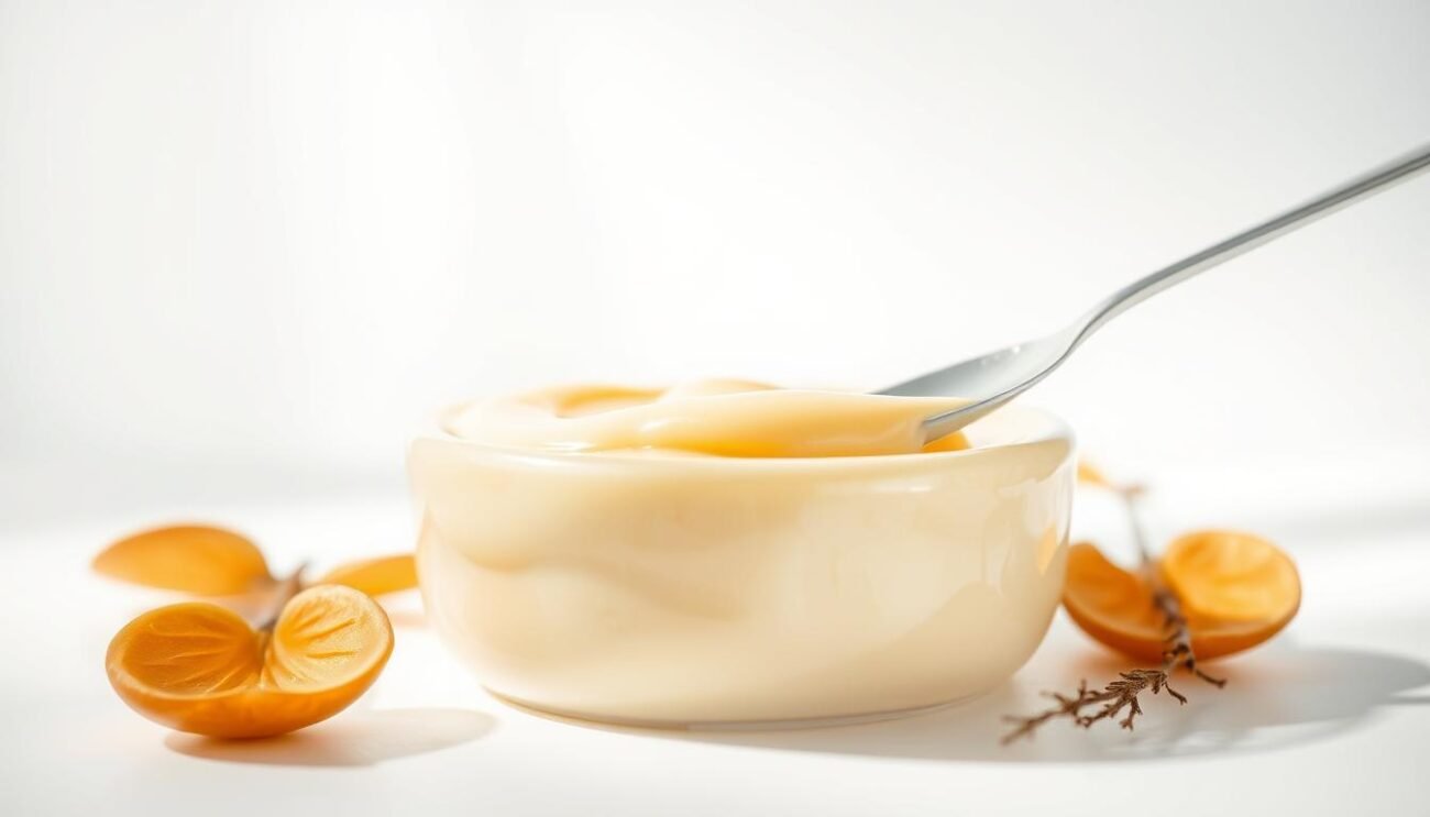 A delectable and creamy custard, the "crema pasticcera" shines with a silky smooth texture. Set against a pristine white backdrop, the custard gently billows, its golden hue reminiscent of sun-kissed fields. Carefully crafted from fresh eggs and rich dairy, the custard's surface gleams, inviting a spoon to dip in and savor its decadent flavor. Soft, billowing lighting illuminates the scene, casting gentle shadows that accentuate the custard's luscious appeal. A clean, minimalist composition allows the custard to take center stage, elevating this classic Italian treat to a work of culinary art.