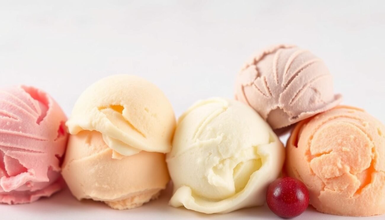 A serene, minimalist arrangement of delectable gelato scoops in an array of soft, natural hues. The gelato's luscious texture and vibrant colors are highlighted by soft, diffused lighting, giving the scene a dreamy, almost ethereal quality. The gelato is presented on a plain, unadorned surface, allowing the pure, unadulterated flavors to take center stage. The overall composition is clean, balanced, and inviting, evoking the simple pleasures of homemade, sugar-free gelato made with fresh, seasonal fruits. A serene, minimalist arrangement of delectable gelato scoops in an array of soft, natural hues. The gelato's luscious texture and vibrant colors are highlighted by soft, diffused lighting, giving the scene a dreamy, almost ethereal quality. The gelato is presented on a plain, unadorned surface, allowing the pure, unadulterated flavors to take center stage. The overall composition is clean, balanced, and inviting, evoking the simple pleasures of homemade, sugar-free gelato made with fresh, seasonal fruits.