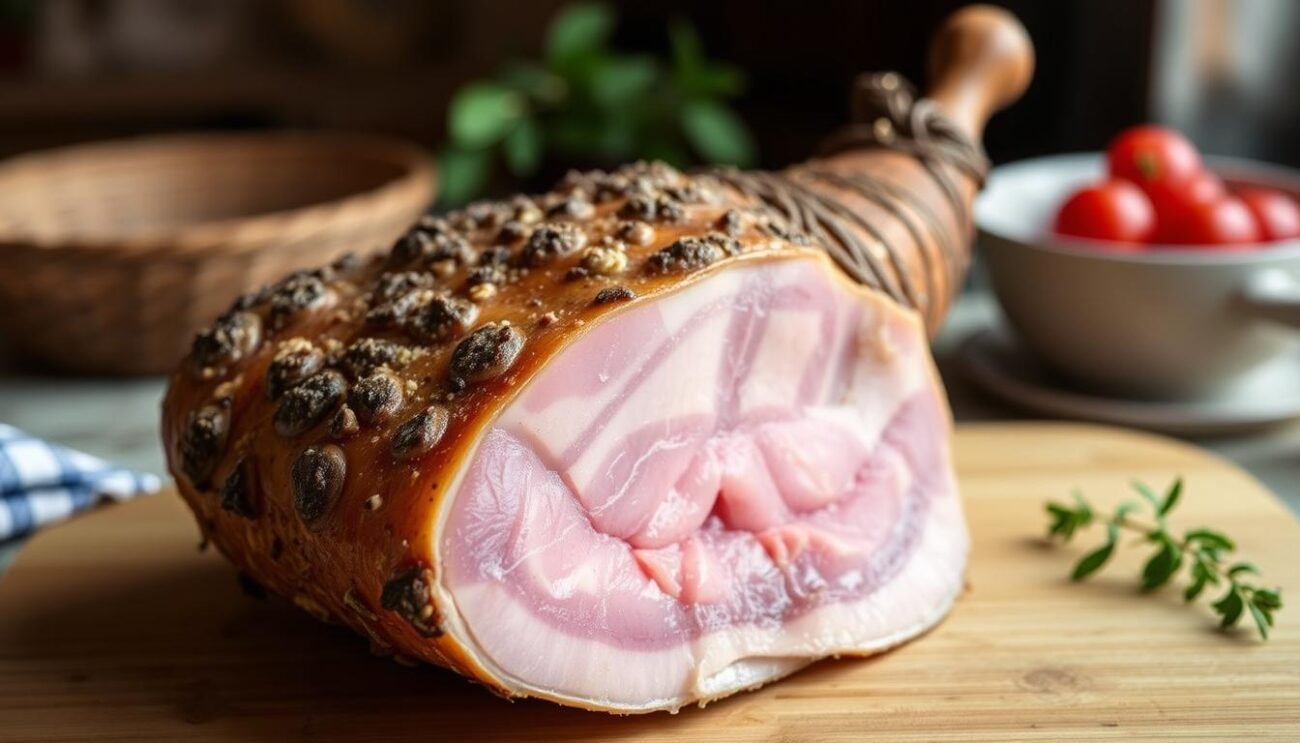 Genera un'immagine del Prosciutto Bazzone della Garfagnana