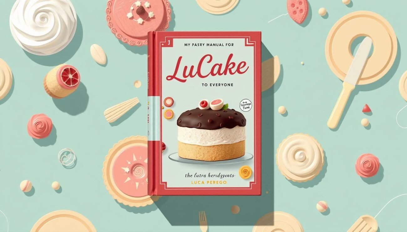 Genera un'immagine del libro "LuCake. Il Mio Manuale di Pasticceria per Tutti" di Luca Perego
