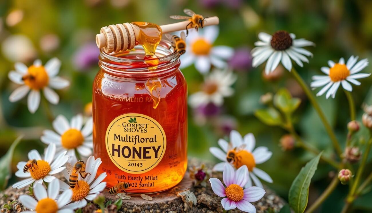 Genera un'immagine del miele di millefiori