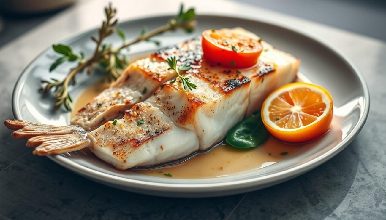 Genera un'immagine del pesce spada alla siciliana pronto per essere servito Genera un'immagine del pesce spada alla siciliana pronto per essere servito