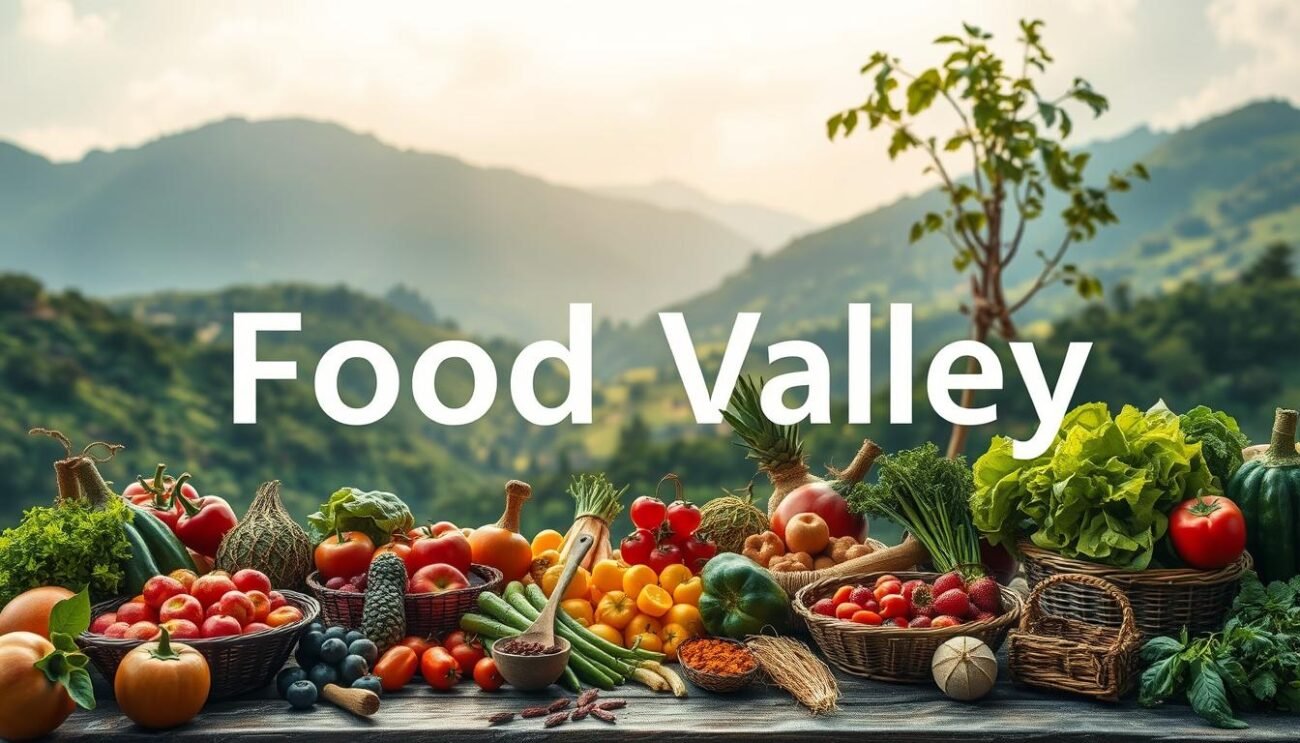 Genera un'immagine della Food Valley con prodotti tipici