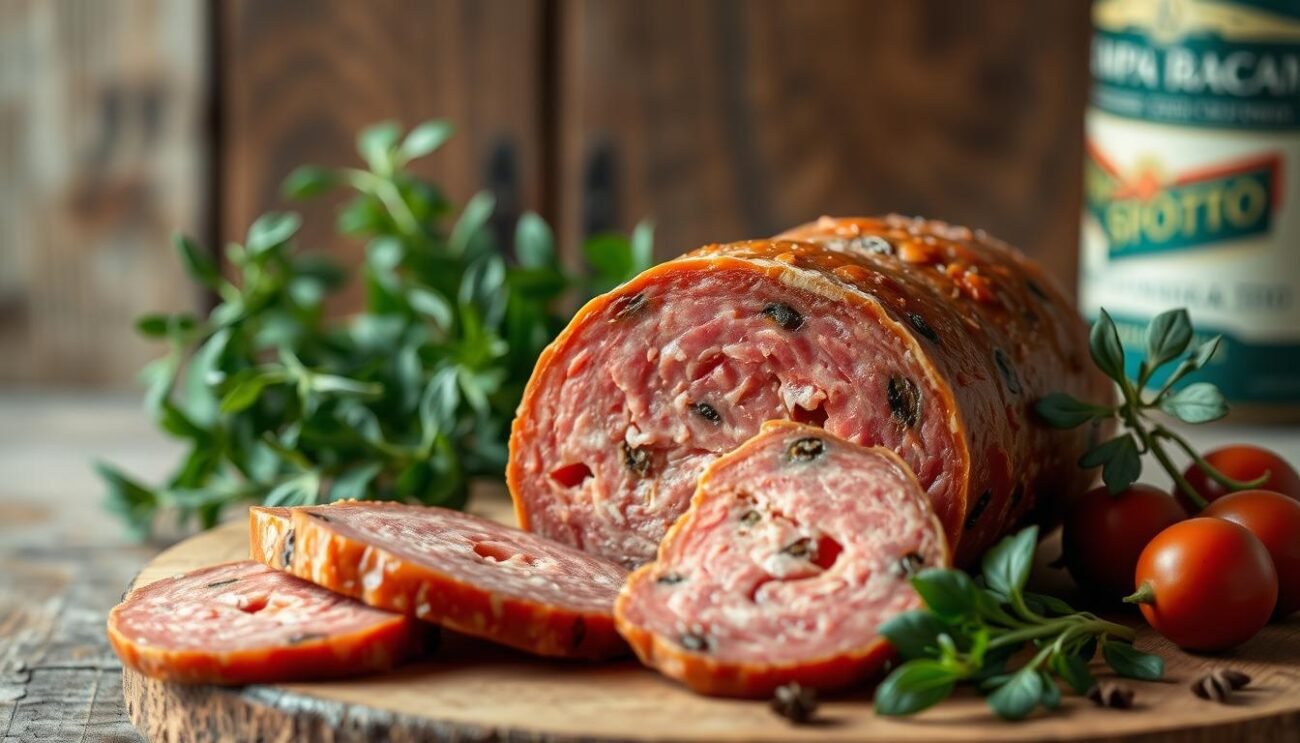 Genera un'immagine della Mortadella di Campotosto