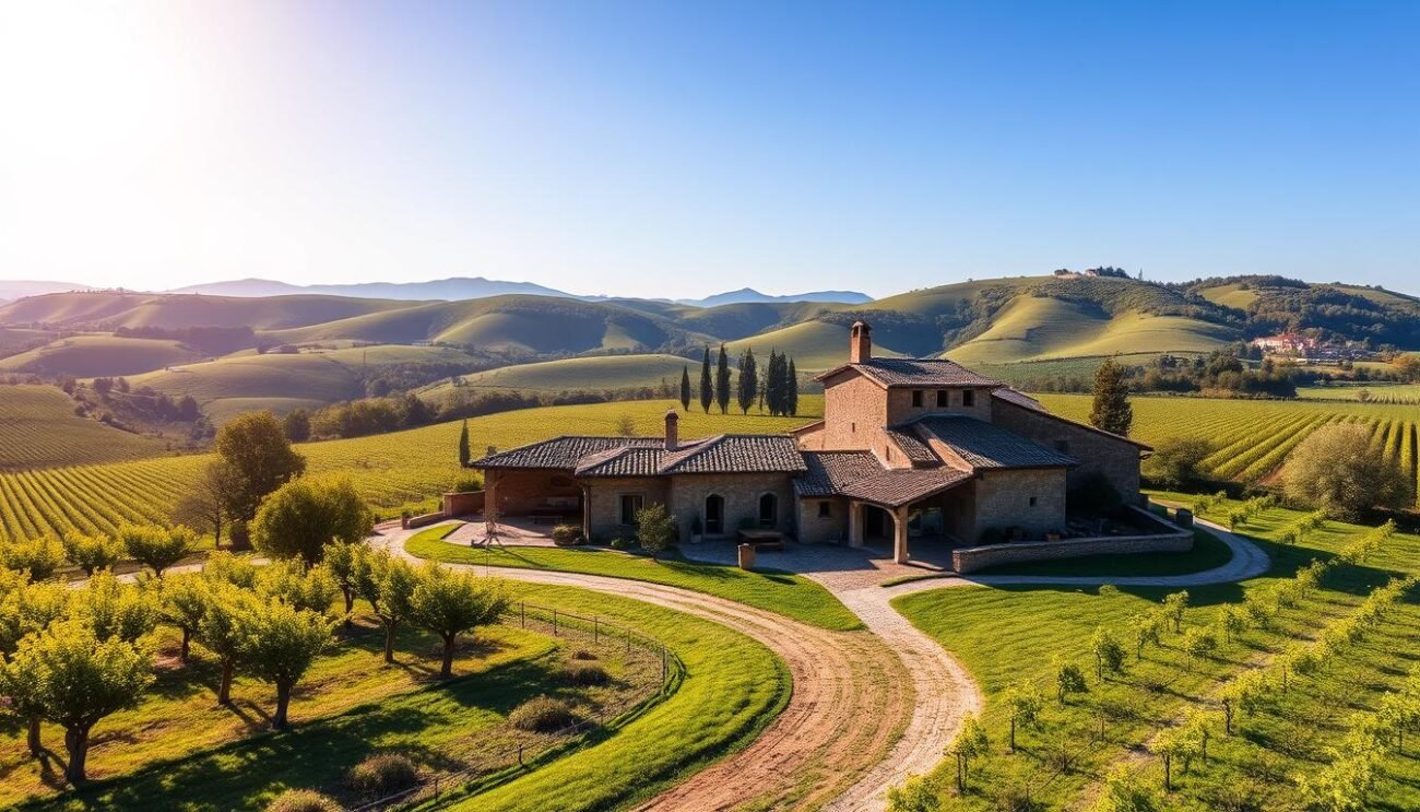 Genera un'immagine di un agriturismo nel Centro Italia