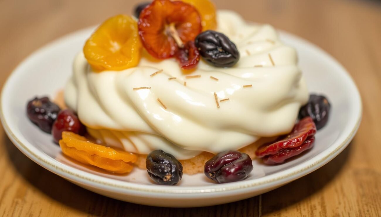 Genera un'immagine di un dolce con frutta secca mista