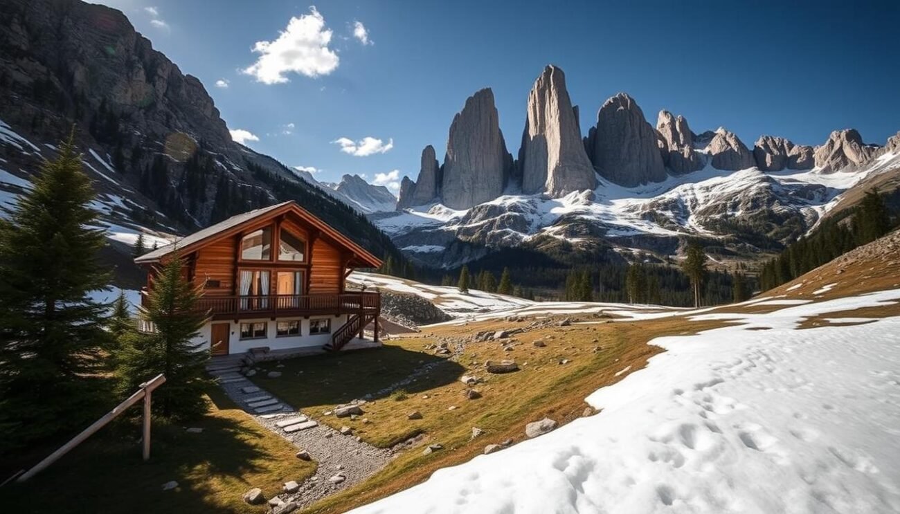 Immagina il Rifugio Vajolet, immerso nella natura delle Dolomiti, con una vista sulle torri del Vajolet.