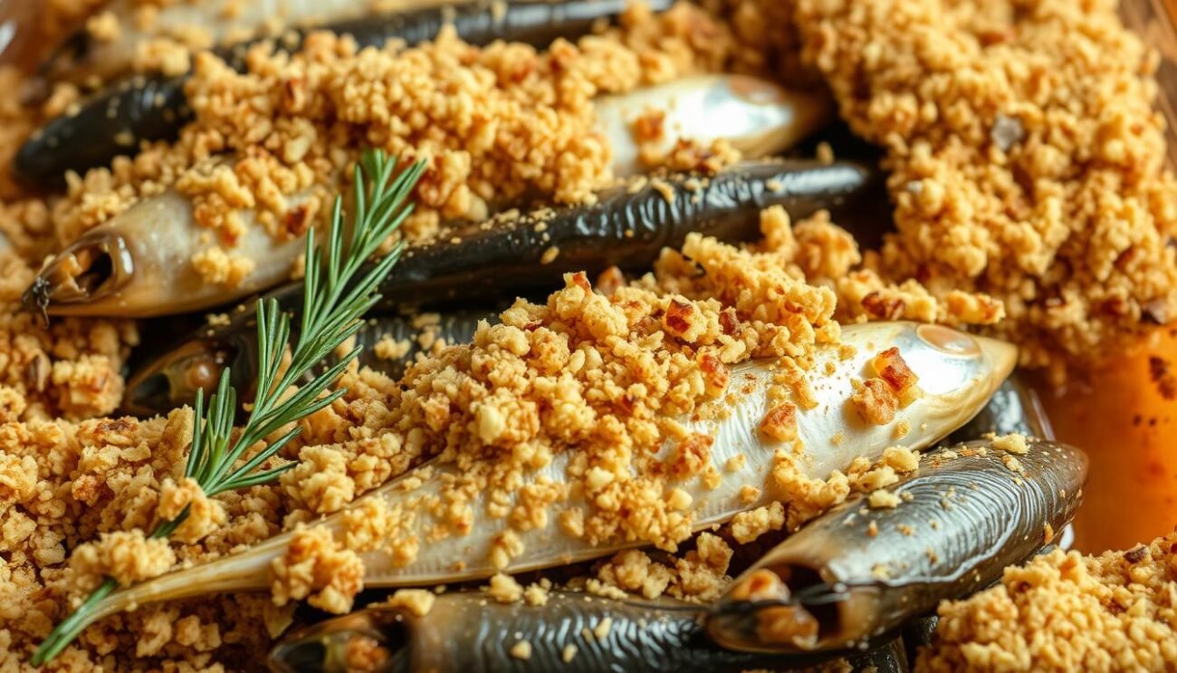 Immagina un piatto di alici al forno con pangrattato aromatico, appena uscito dal forno, con il pangrattato croccante e le alici morbide! Immagina un piatto di alici al forno con pangrattato aromatico, appena uscito dal forno, con il pangrattato croccante e le alici morbide!