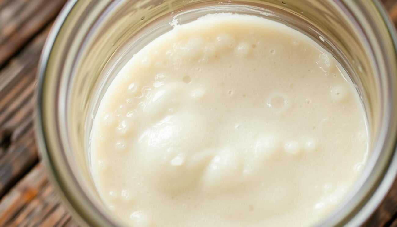 Immagina un'immagine di lievito madre in un contenitore