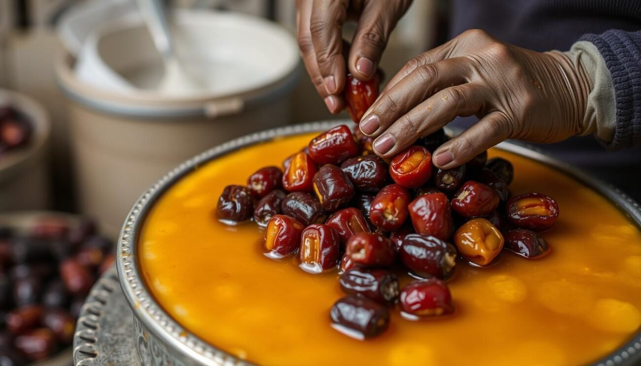 Immagine di datteri utilizzati per preparare lo sciroppo di datteri Immagine di datteri utilizzati per preparare lo sciroppo di datteri