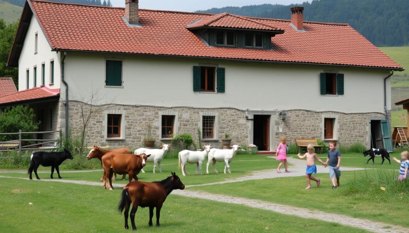 Immagine di un agriturismo nel Nord Italia con animali e bambini