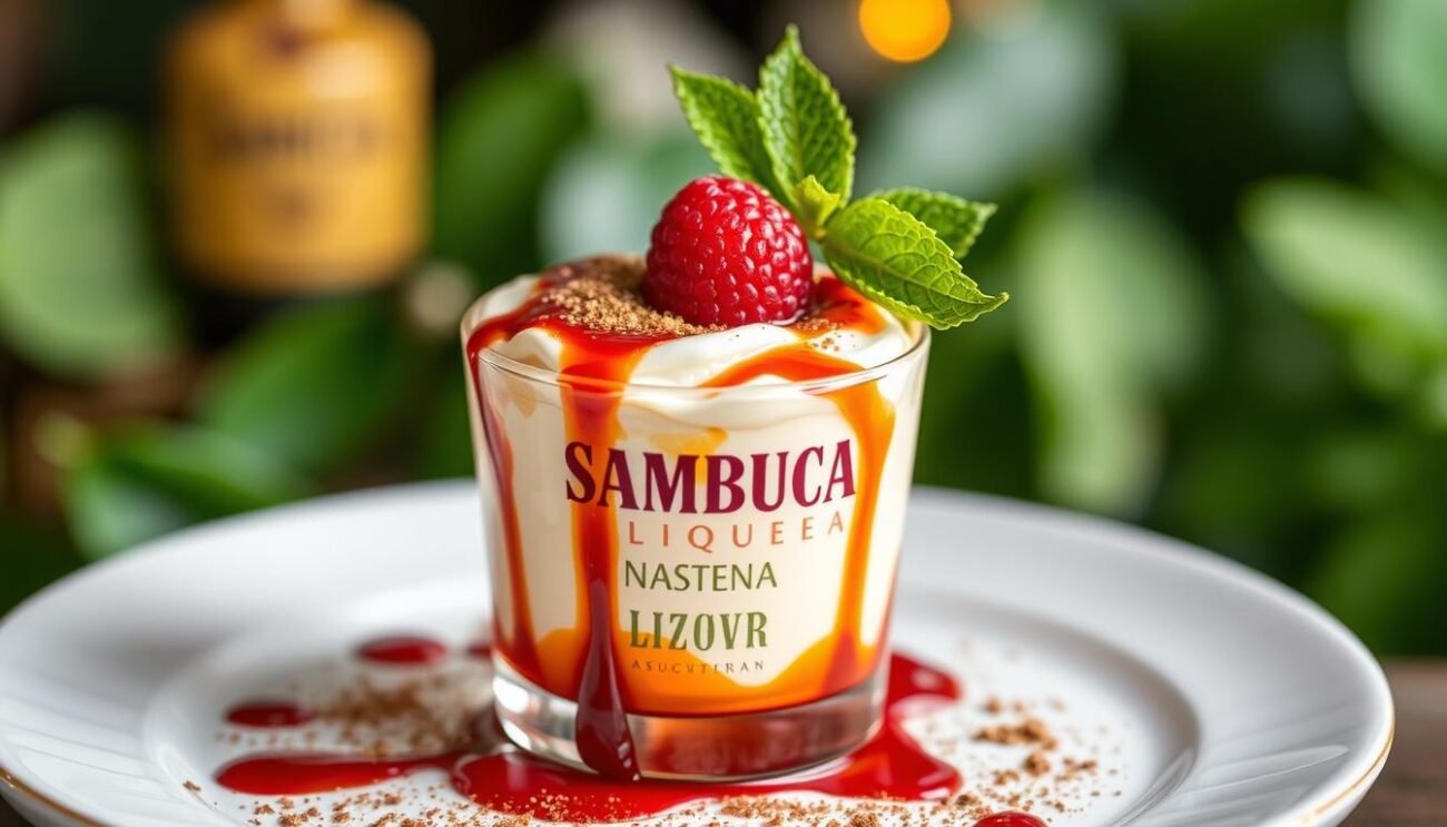 Immagine di un dolce con Sambuca