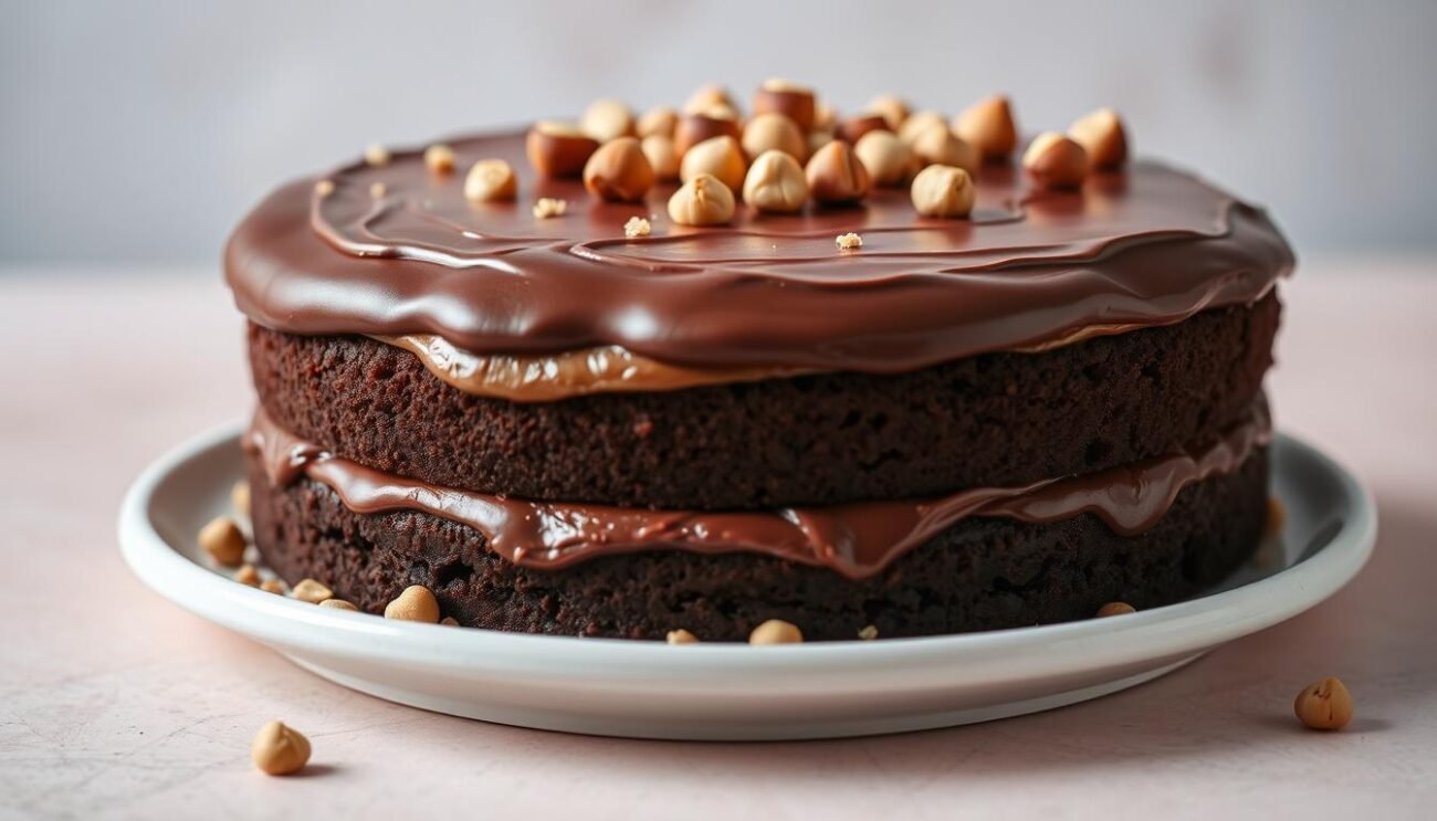 Immagine di una torta al cioccolato e nocciole