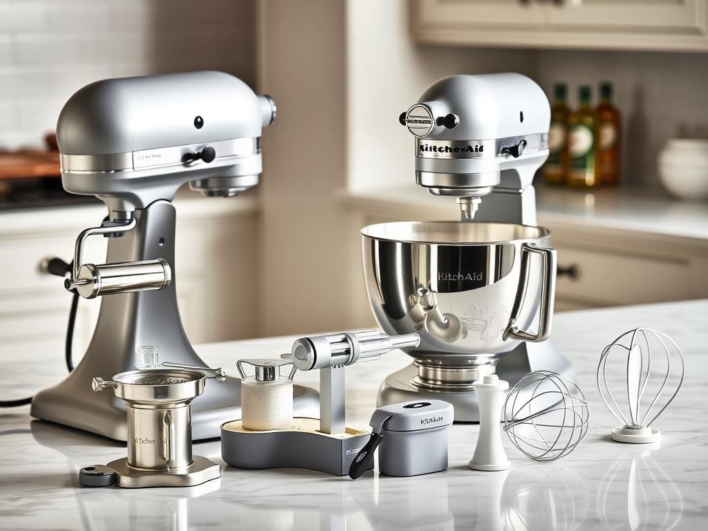 Accessori KitchenAid disposti accanto a una planetaria Artisan