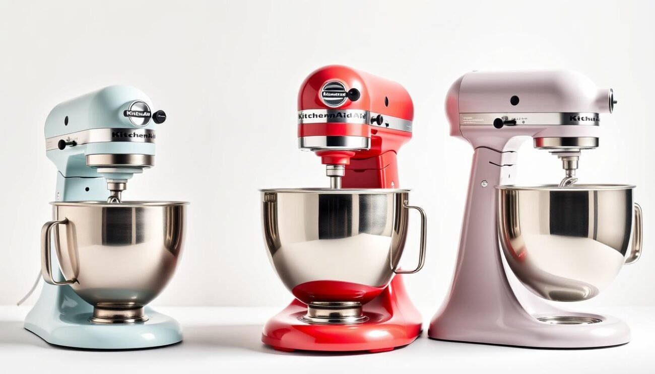 Confronto tra diverse planetarie KitchenAid di varie dimensioni e colori