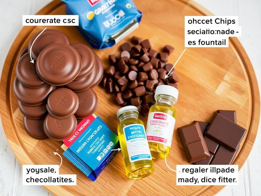 Diversi tipi di cioccolato adatti per fontane di cioccolato