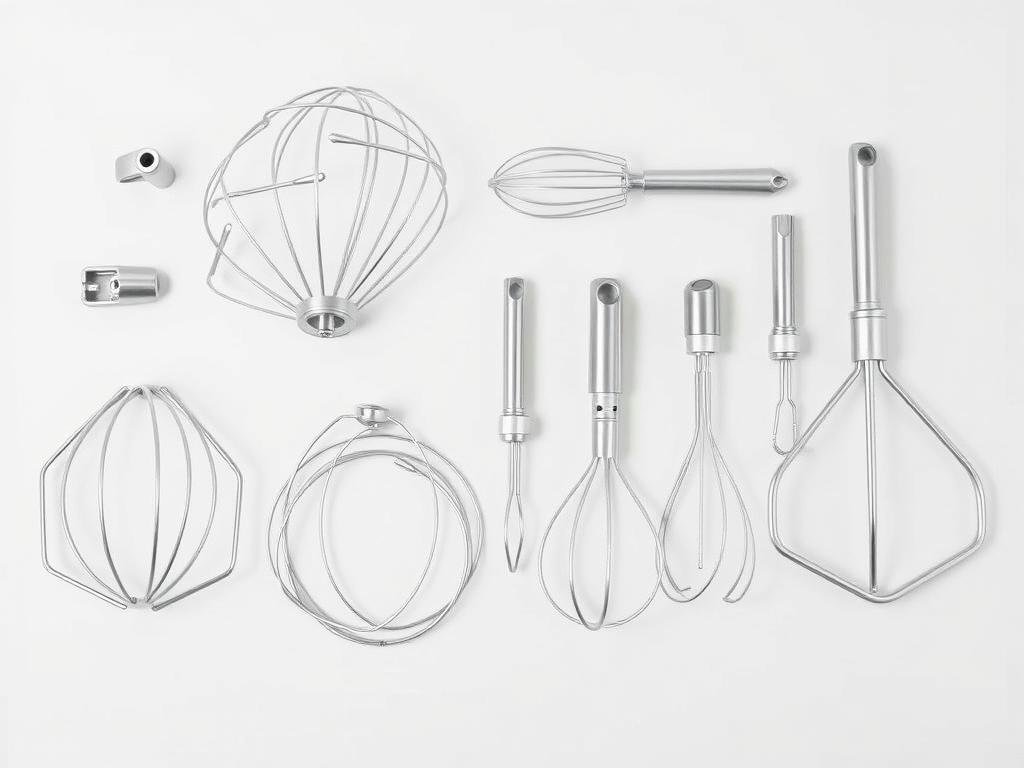 Diversi tipi di fruste e accessori per sbattitori elettrici