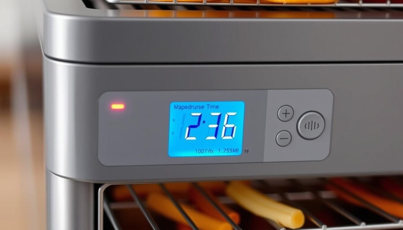 Pannello di controllo di un essiccatore alimentare moderno con display digitale Pannello di controllo di un essiccatore alimentare moderno con display digitale