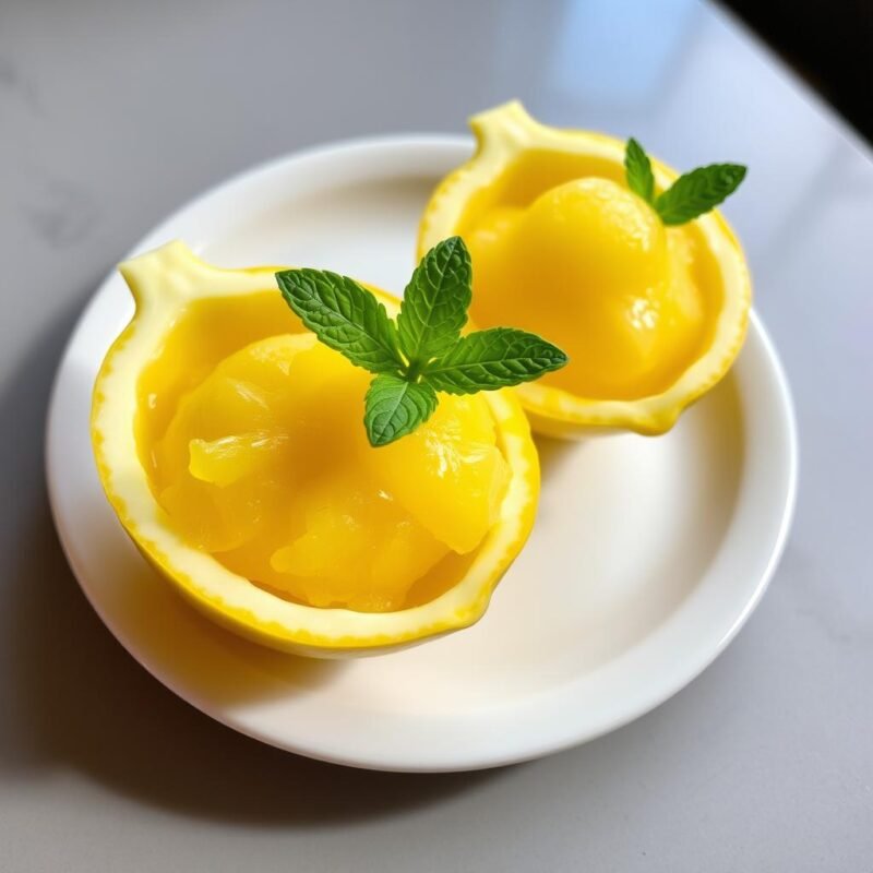 Sorbetto al limone servito in buccia di limone