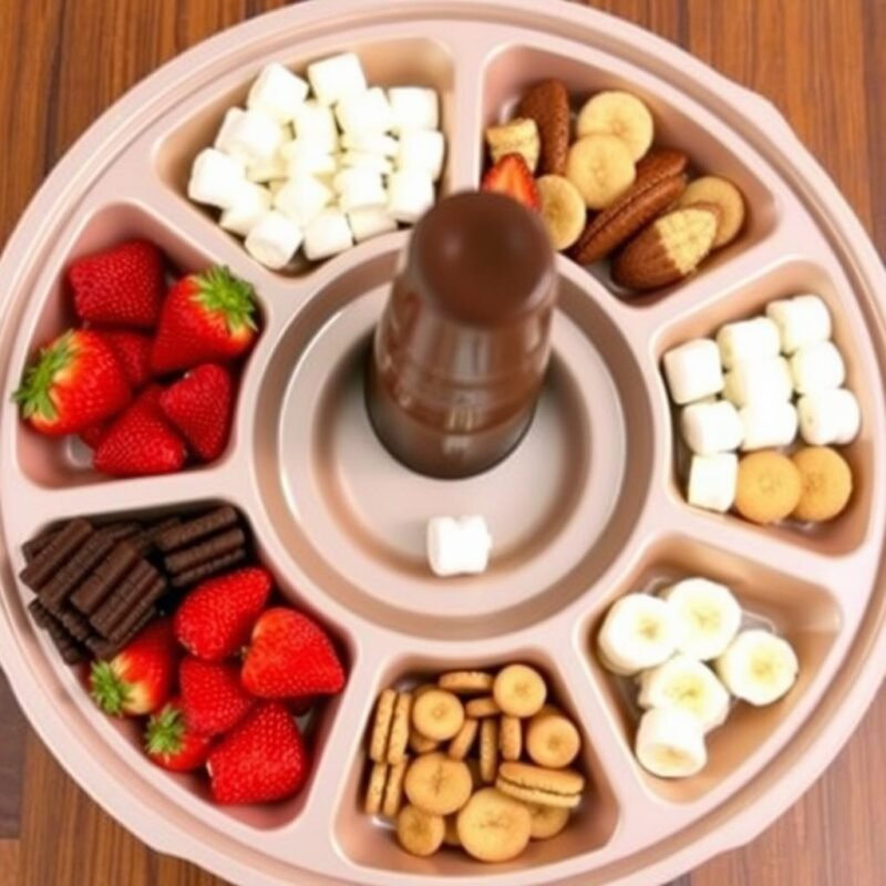 Vassoio compartimentato per servire alimenti da immergere nella fontana