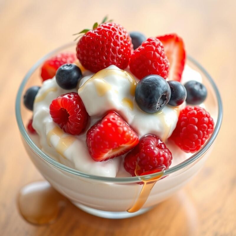 Yogurt gelato con frutti di bosco freschi