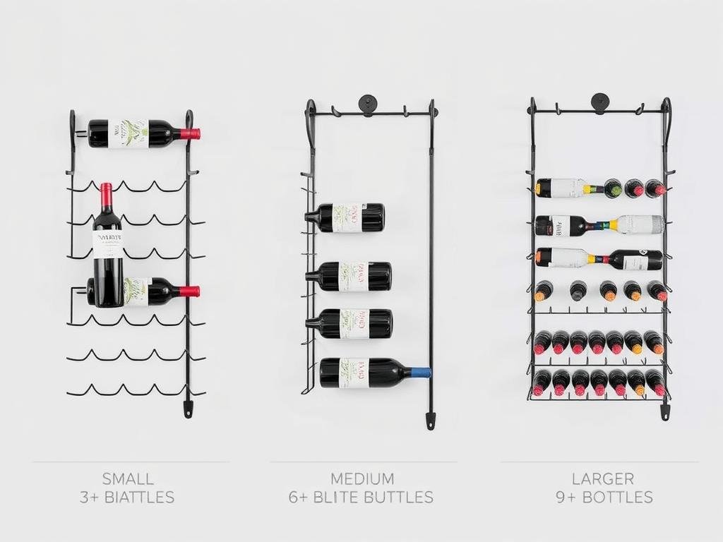 Diversi portabottiglie da parete con capacità variabile