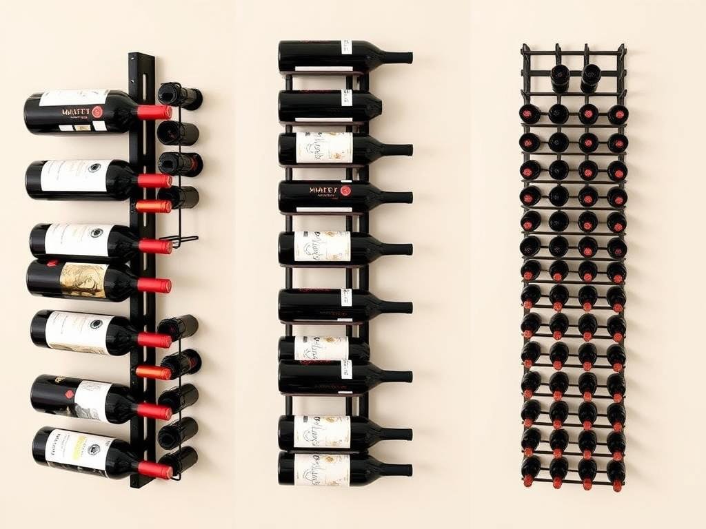 Portabottiglie da parete con diversi orientamenti per le bottiglie