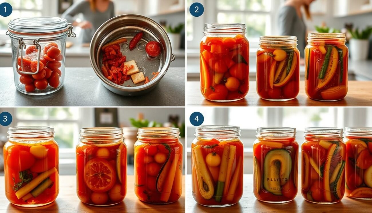 Processo di preparazione di conserve sottovuoto di pomodori e sottoli