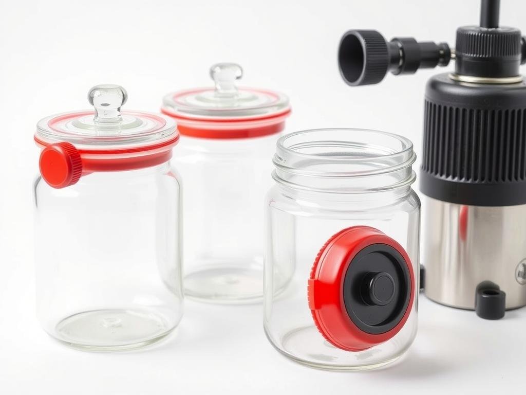 Vasi con coperchio a valvola per pompa esterna